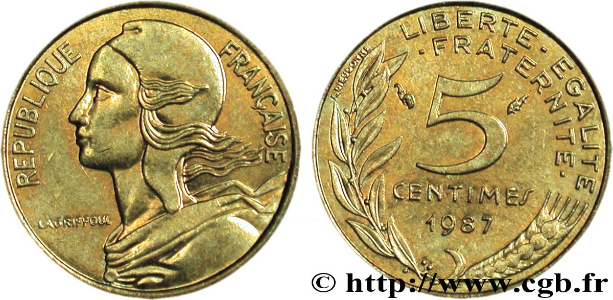 5 centimes Marianne 1987 Pessac F.125/23 MS63 