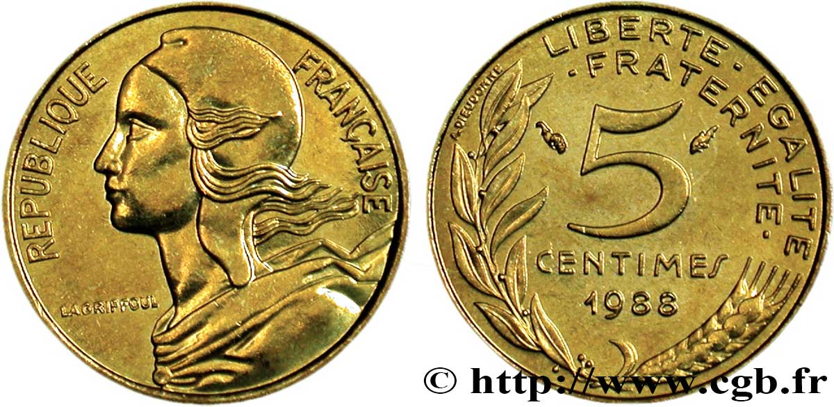 5 centimes Marianne 1988 Pessac F.125/24 MS63 