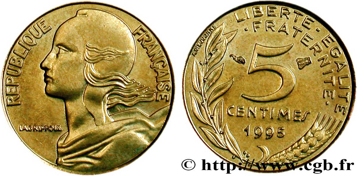 5 centimes Marianne, 3 plis 1995 Pessac F.125/37 fST63 