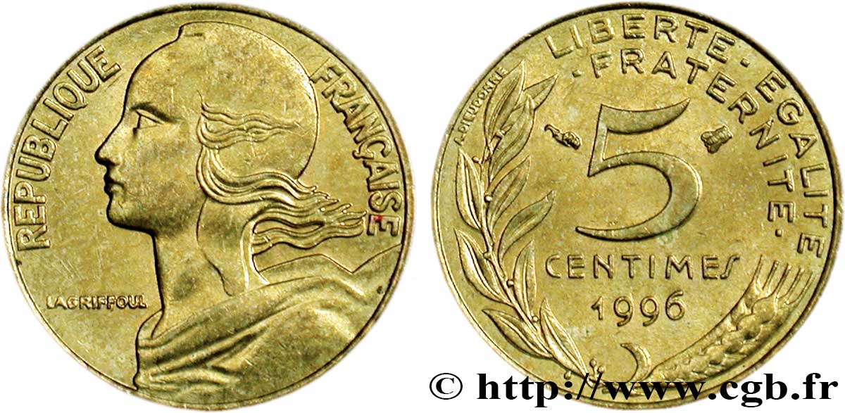 5 centimes Marianne, 3 plis 1996 Pessac F.125/38 SUP58 