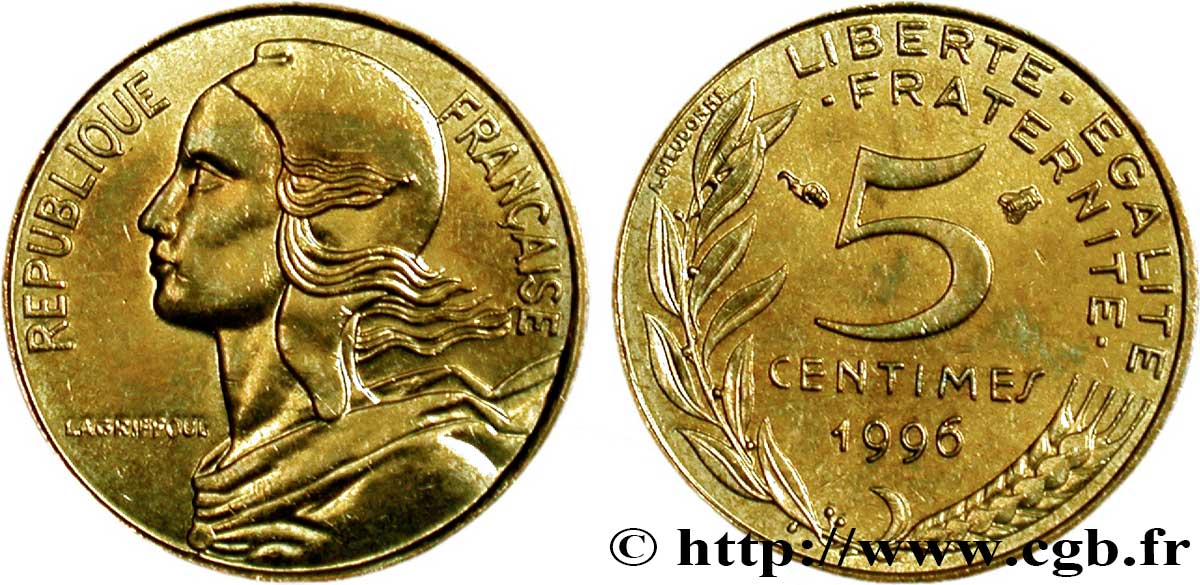5 centimes Marianne, 4 plis 1996 Pessac F.125/39 fST63 