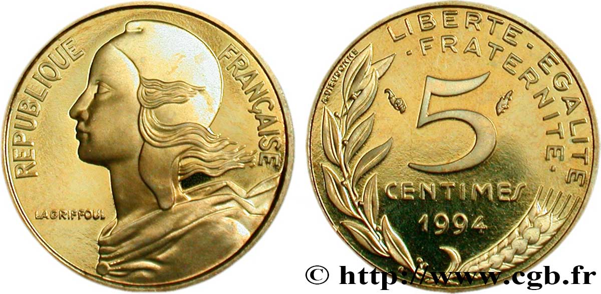 5 centimes Marianne, BE (Belle Épreuve), 4 plis 1994 Pessac F.125 35 var. FDC67 