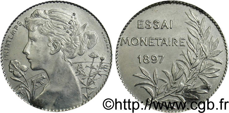 Essai monétaire Al, le Printemps, module de 5 centimes 1897  VG.4297  SUP62 