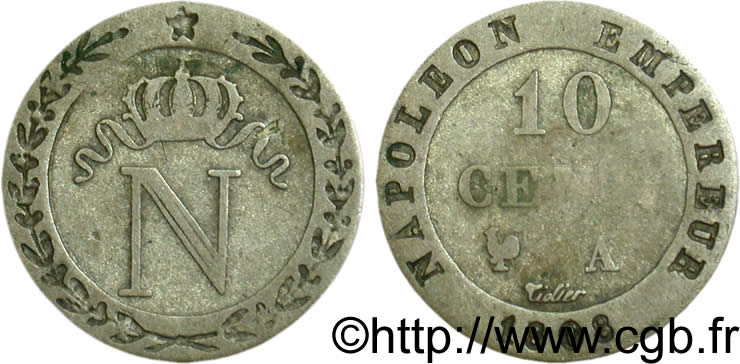 10 cent. à l N couronnée 1808 Paris F.130/2 B12 