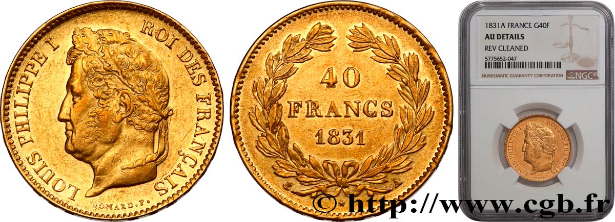 40 francs or Louis-Philippe 1831 Paris F.546/1 q.SPL NGC