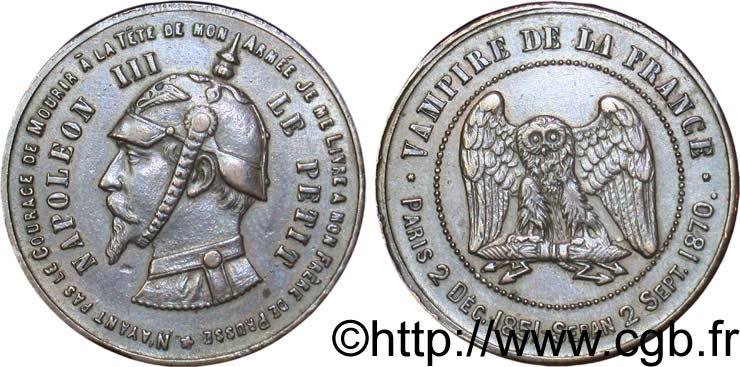 Monnaie satirique Br 32, module de 10 centimes 1870  Coll.40  SS 