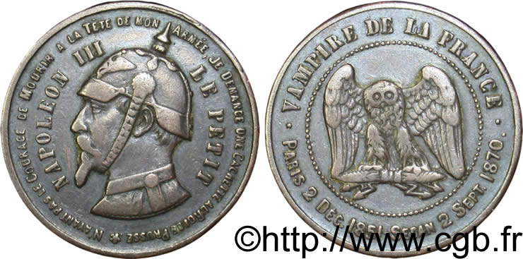 Monnaie satirique Br 32, module de 10 centimes 1870  Coll.40  VF 