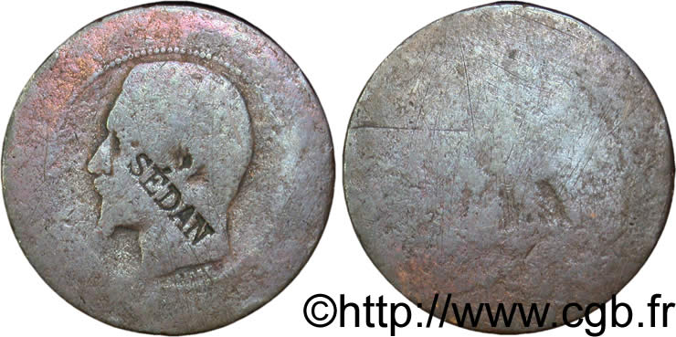Dix centimes Napoléon III, tête nue, contremarqué SEDAN n.d.  F.133/ var. q.B4 