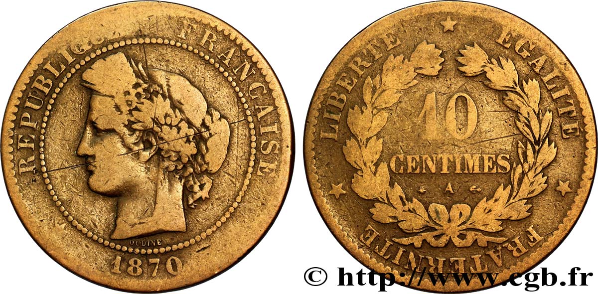 10 centimes Cérès 1870 Paris F.135/4 B12 