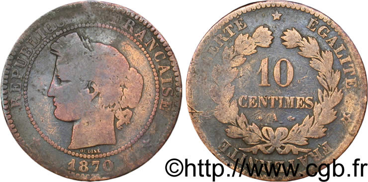 10 centimes Cérès 1870 Paris F.135/4 B8 