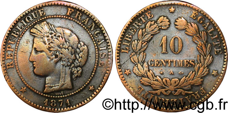 10 centimes Cérès 1871 Paris F.135/6 B12 