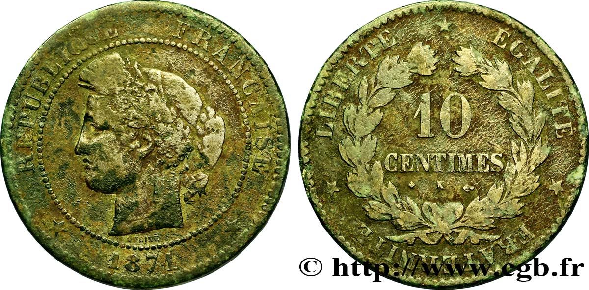 10 centimes Cérès 1871 Bordeaux F.135/7 B12 