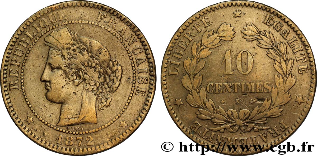 10 centimes Cérès 1872 Bordeaux F.135/9 TB35 