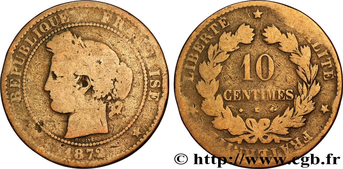 10 centimes Cérès 1872 Bordeaux F.135/9 B12 