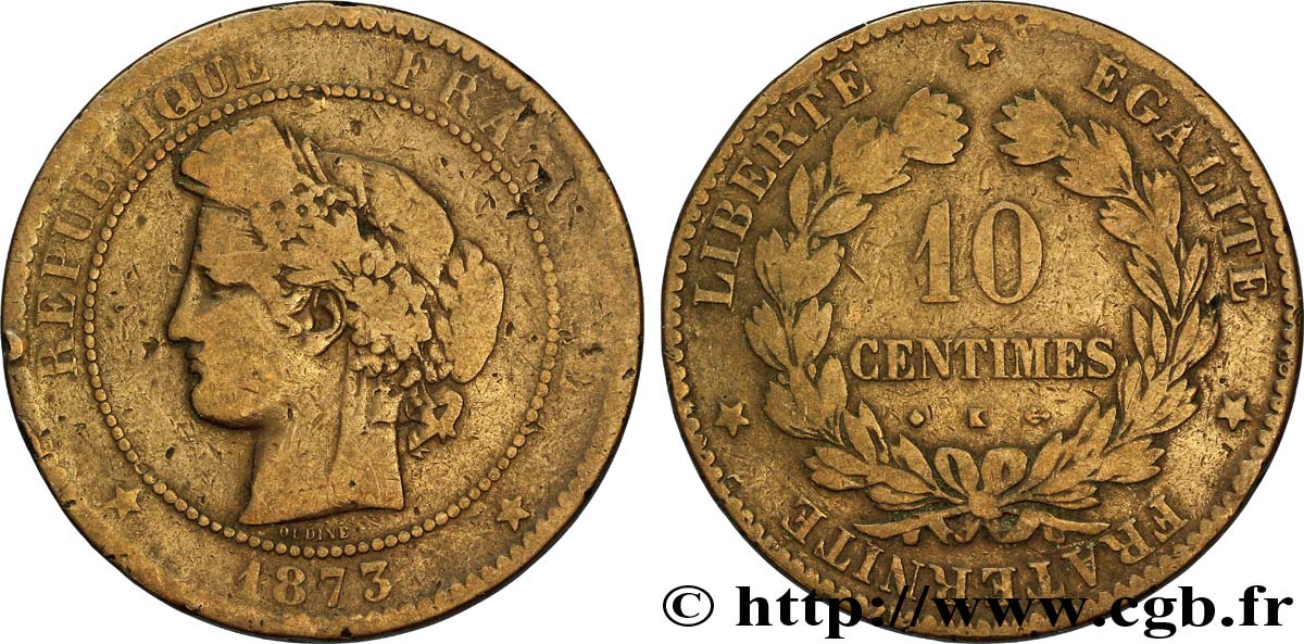 10 centimes Cérès 1873 Bordeaux F.135/11 B12 