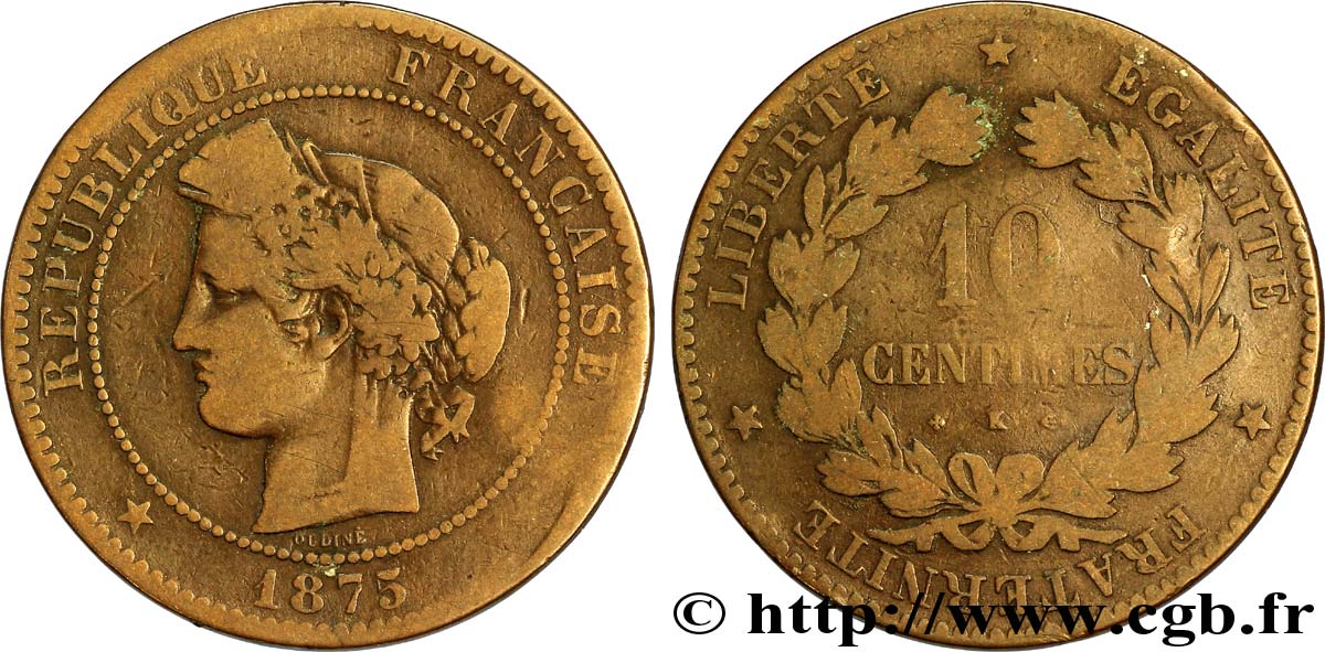10 centimes Cérès 1875 Bordeaux F.135/15 B12 