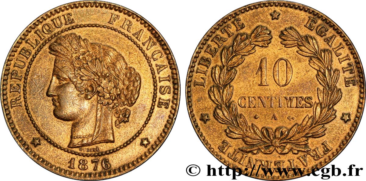 10 centimes Cérès 1876 Paris F.135/16 SS54 