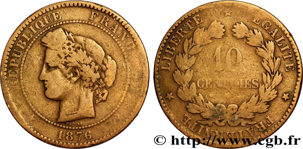 10 centimes Cérès 1876 Paris F.135/16 SGE8 