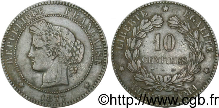 10 centimes Cérès 1877 Bordeaux F.135/19 TB20 