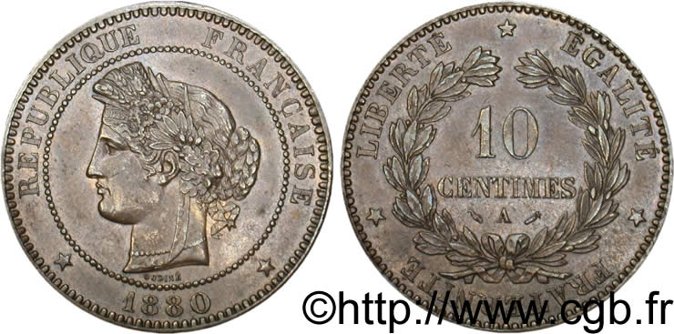 10 centimes Cérès 1880 Paris F.135/24 EBC55 