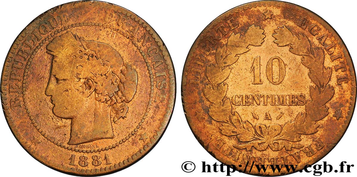 10 centimes Cérès 1881 Paris F.135/25 VG8 