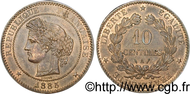 10 centimes Cérès 1885 Paris F.135/29 SUP58 