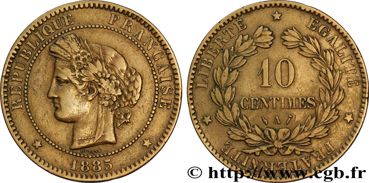 10 centimes Cérès 1885 Paris F.135/29 TTB40 