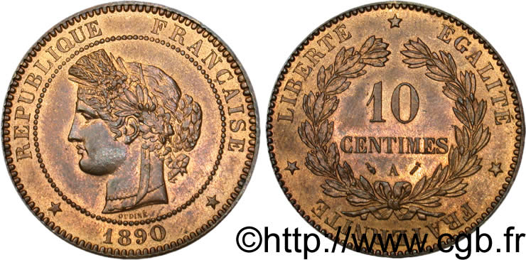 10 centimes Cérès 1890 Paris F.135/35 AU58 