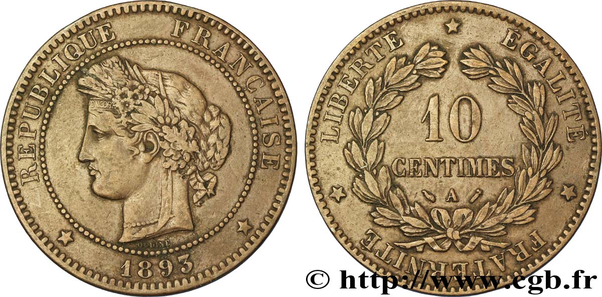 10 centimes Cérès 1893 Paris F.135/38 TB35 