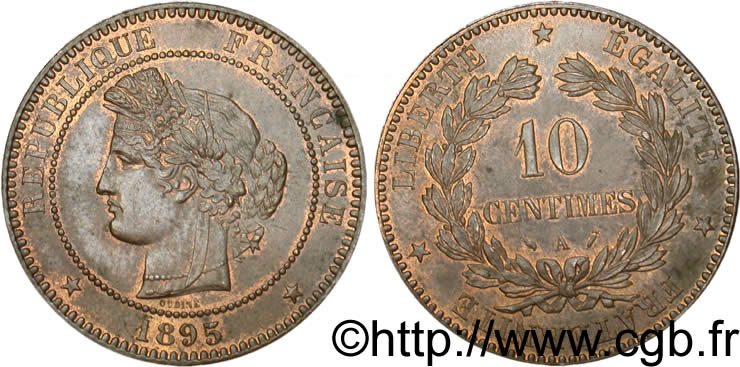 10 centimes Cérès 1895 Paris F.135/40 AU58 