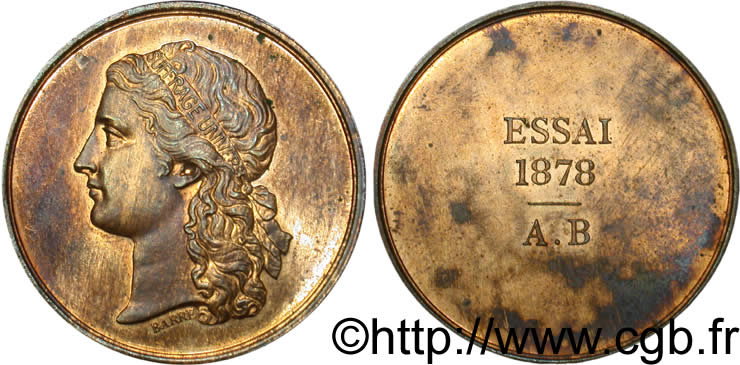 Essai Br de frappe, module de 10 centimes 1878  VG.3913  EBC58 