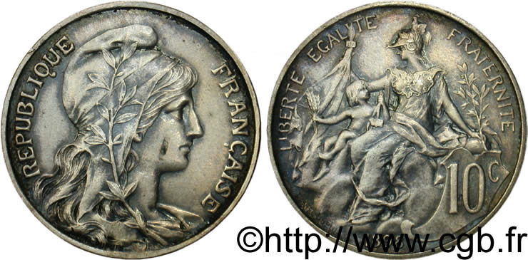 10 centimes Daniel-Dupuis, argenté 1898  F.136/4 var. AU55 