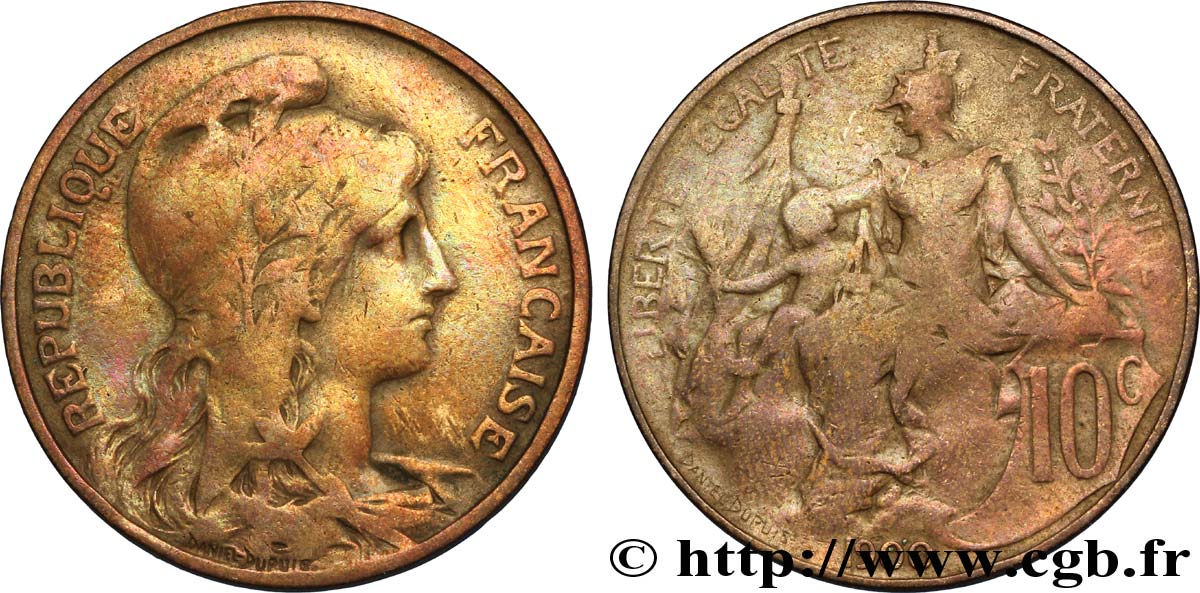 10 centimes Daniel-Dupuis 1900  F.136/8 VF20 