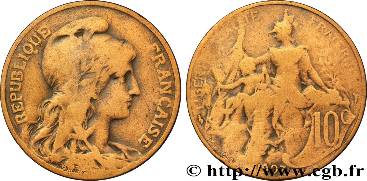 10 centimes Daniel-Dupuis 1907  F.136/16 VF20 