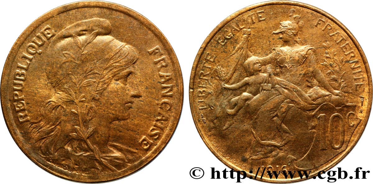 10 centimes Daniel-Dupuis 1916  F.136/27 SPL55 