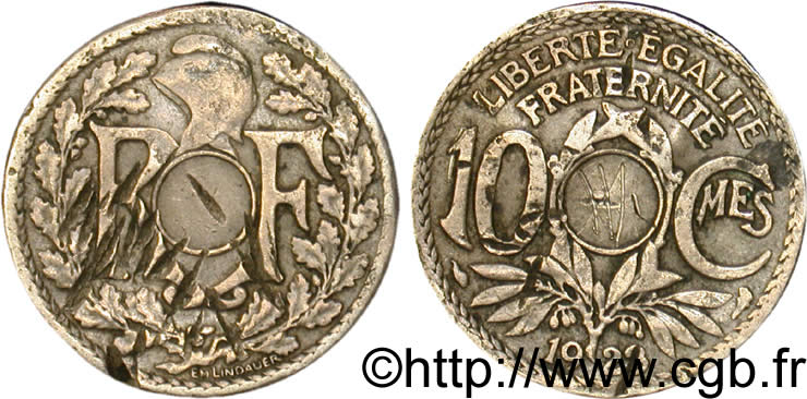 10 centimes Lindauer, non perforé 1923  F.138/8 var. B 