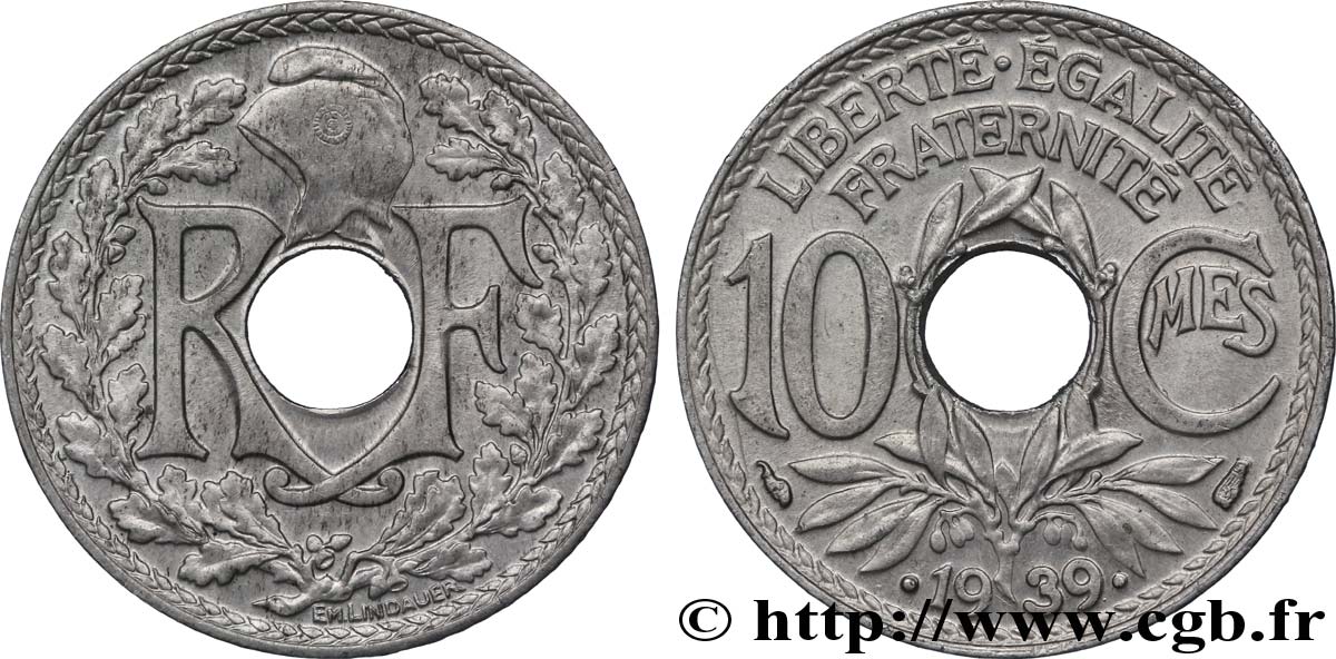 10 centimes Lindauer, maillechort 1939  F.139/3 SPL63 