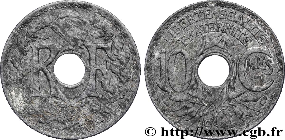10 centimes Lindauer en zinc, Cmes souligné et millésime avec points 1941  F.140/2 TB35 