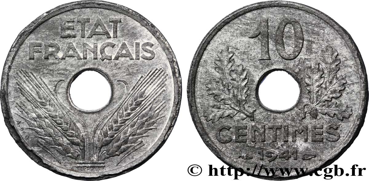 Essai-piéfort de 10 centimes État français, grand module 1941  F./ TTB48 