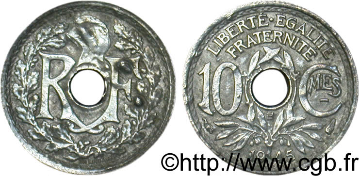 10 centimes Lindauer, petit module  1945 Beaumont-le-Roger F.143/3 TB20 