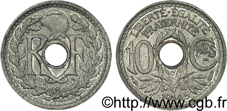 10 centimes Lindauer, petit module  1945 Castelsarrasin F.143/4 TTB40 