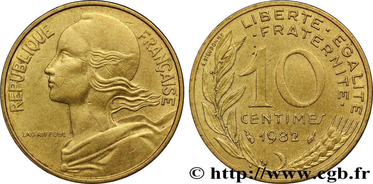 10 centimes Marianne 1982 Pessac F.144/22 EBC58 
