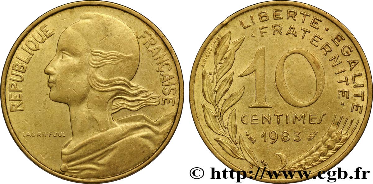 10 centimes Marianne 1983 Pessac F.144/23 AU58 