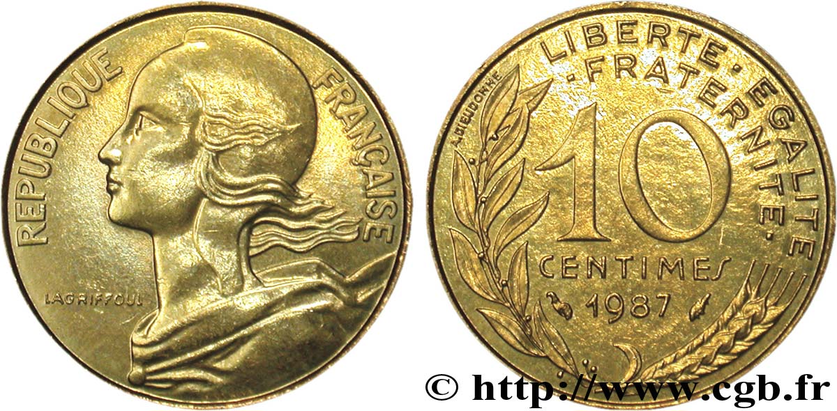 10 centimes Marianne 1987 Pessac F.144/27 AU58 