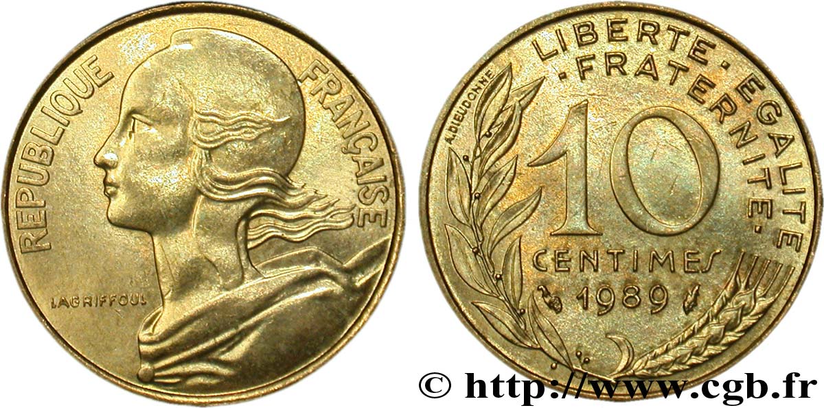 10 centimes Marianne 1989 Pessac F.144/29 VZ58 