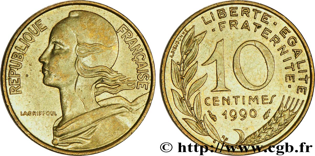 10 centimes Marianne 1990 Pessac F.144/30 SUP58 