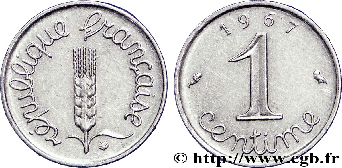 Pièce 1 Centime 1967 Avec Rebord Valeur