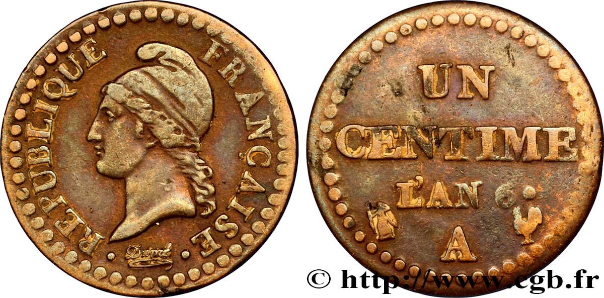 Un centime Dupré, 6 normal 1798 Paris F.100/3 TB35 