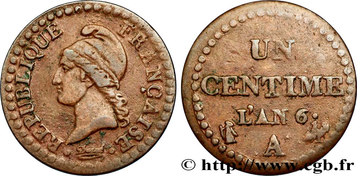 Un centime Dupré, 6 normal 1798 Paris F.100/3 TB30 
