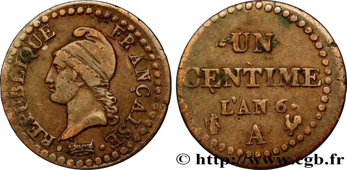 Un centime Dupré, 6 normal 1798 Paris F.100/3 TB25 